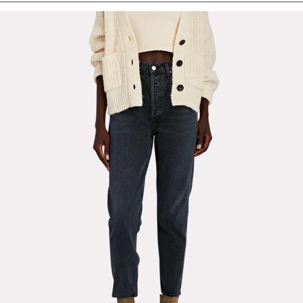 NWOT AGOLDE Black RILEY HIGH-RISE STRAIGHT CROPPED JEANS